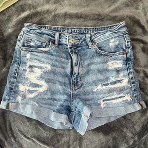 American eagle shorts, light wash, distressed